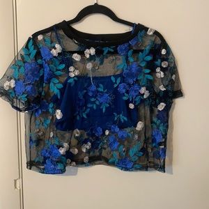 Mesh flower shirt with tank